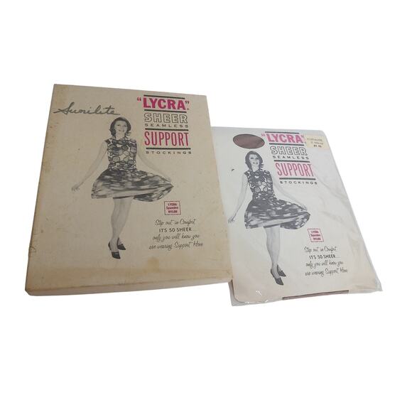 Vintage Lycra Sheer Seamless Support Stockings Neutralite Size  10.5-11 New - Picture 6 of 7